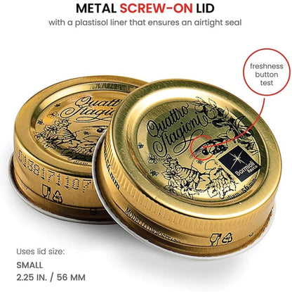 Bormioli Rocco Quattro Stagioni Bottles, Set of 6-13.5 Oz. Clear Glass with Twist Lids for Food Preserving, Beverage Serving, Homemade Gifts, Sauces & Infused Drinks - Airtight, Made in Italy