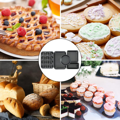 Kitchen 5-Piece Nonstick Bakeware Set - Round/Square Cake Pans, Muffin Pan, Loaf Pan, Roast Pan & Baking Sheets