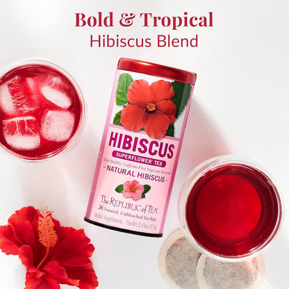 The Republic of Tea - Natural Hibiscus SuperFlower Tea (36 Tea Bags)