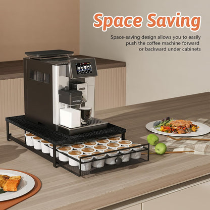 Coffee Pod Storage Drawer with Sliding Baskets, K Cup Holders, 35 Capsule Storage, Under Coffee Pot Drawer, For Home Office, Kitchen (Black)