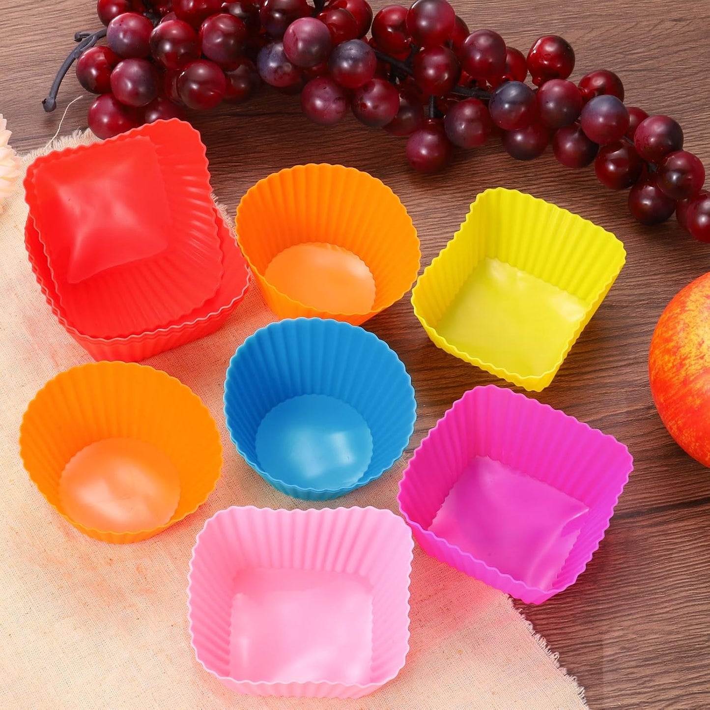 uxcell 36Pcs Silicone Cupcake Liners, Non-Stick Baking Cups, for Cooking Eggs, Baking Muffins and Make a Cake(Purple)