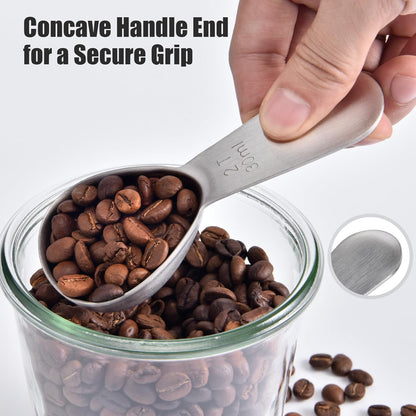 Doosu 2 Tablespoon Coffee Scoop - 18/8 Stainless Steel Heavy Duty Measuring Spoon with Short Handle, Food Grade Metal Tbsp Scoop for Ground Coffee Beans Tea Sugar Powder (30ml)