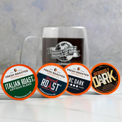 Fresh Roasted Coffee, Dark Roast Blend Variety Pack, K-Cup Compatible, 96 Count