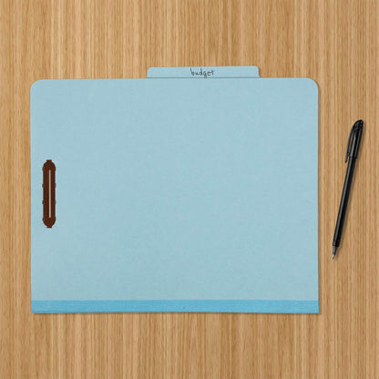 Amazon Basics Classification Folder with Prongs, 100% Recycled, 2 Dividers, 2" Embedded, 12.17 x 10.39 inch (Letter) Size, Light Blue, 10 Count per Box