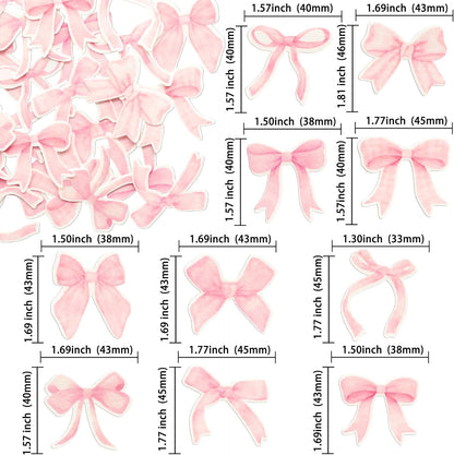Gyufise 50Pcs Edible Pink Bowknot Cupcake Toppers Wafer Paper Bowknot Cake Dessert Picks Drink Topper Baby Shower Princess Cupcake Toppers for Birthday Party Decoration Supplies