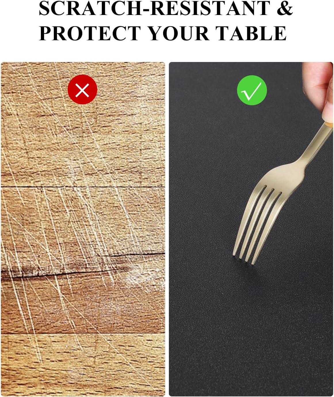 Black Plastic Table Cover Protector, 48" Round Waterproof Easy Flat PVC Desk Pad Mat, 1.5mm Thick Vinyl Table Top Protector for Dining Room Table, Office, Dresser