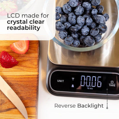 Fradel 0.1g Digital Kitchen Food Scale in Grams & Ounces - 11lb, for Cooking, Baking, Weight Loss - Square