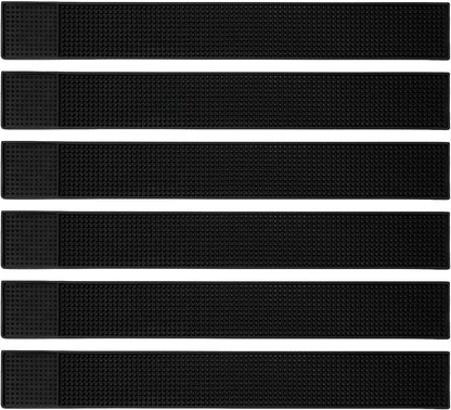 Tioncy 6 Pcs Bar Mat for Countertop 24 x 3 Inch Non Slip Rubber Mat Service Spill Cocktail Bartending Restaurants Barbershop Clippers Salon Tools, Black