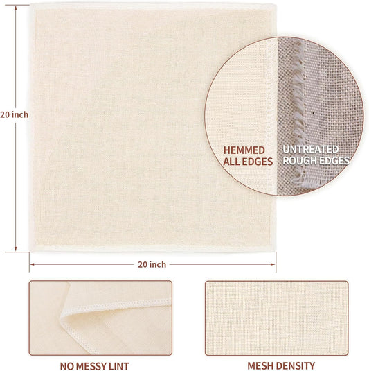6Pcs Reusable Cheesecloth for Straining 20x20 Inch,100 Grade Cheese Cloths Hemmed 4 Edges, 100% Unbleached Cotton Cheese Cloth,Ultra-Dense Cloth Strainer for Yogurt/Nut Milk/Baking Making 56x42 Weave
