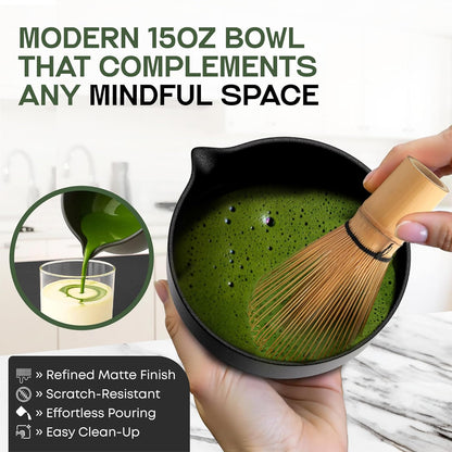 Luxury Matcha Set – 5 Piece Ceremonial Tea Kit with Matte Black Bowl, Bamboo Whisk, Holder, Sifter & Scoop – Premium Gift for Matcha Lovers at Home or Café