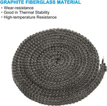 PATIKIL Wood Stove Gasket, 2Pcs 3/8" x 1/8" x 118" Flat Graphite Fiberglass High-Temperature Resistance Seal Rope for Stoves Fireplace Door, Black