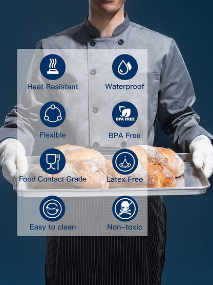 LANON Protection Wahoo Liquid Silicone Smoker Oven Gloves, Food-Contact Grade, Heat Resistant Gloves for Cooking, Grilling, Baking, White, XL/10