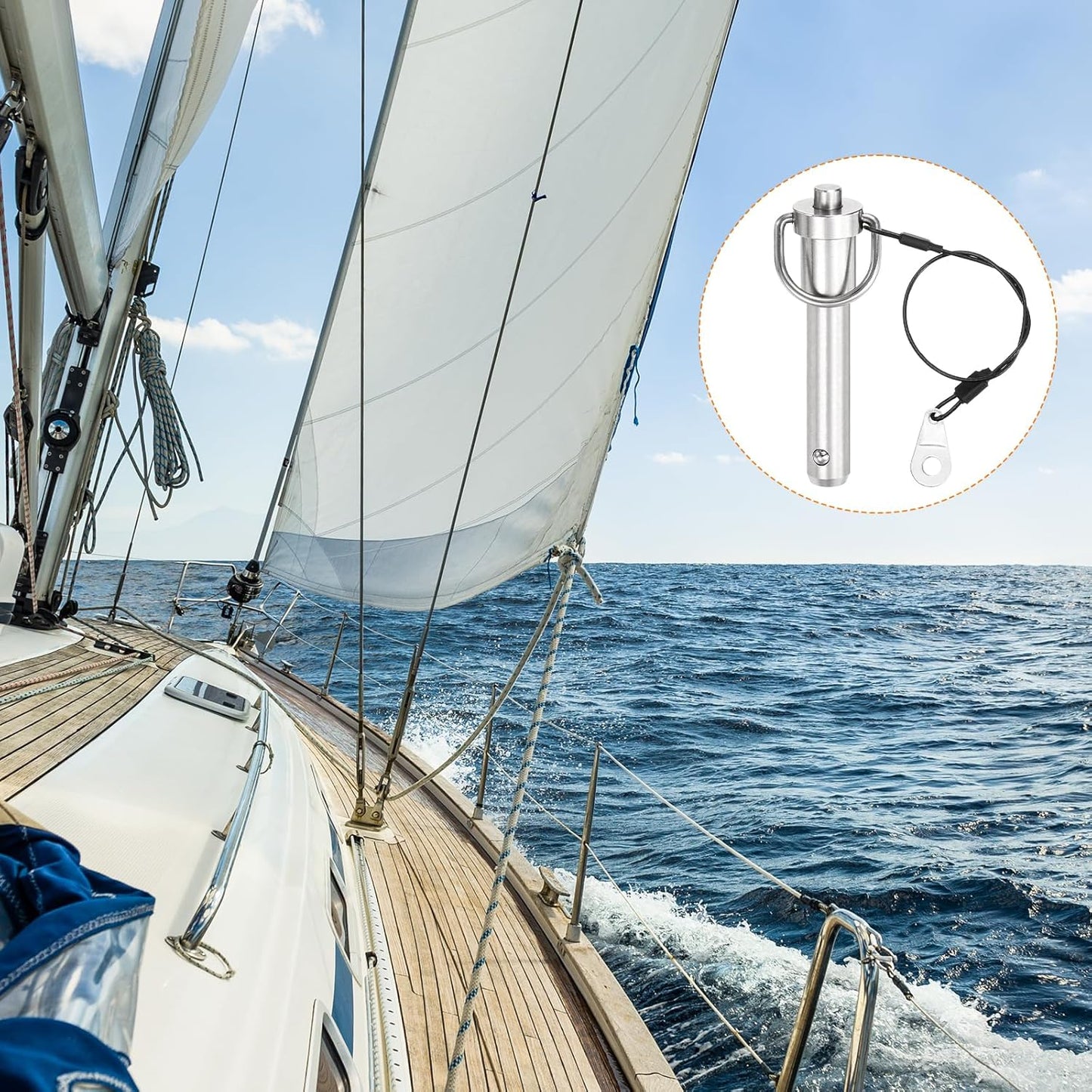 uxcell 2 Pcs Quick Release Pin, 1/2" x 1.77"(Dia. x L) Push-Button Ball Locking Pin 304 Stainless Steel Ring Handle Locking Pin with Wire for Audio Bimini Top Marine, Silver