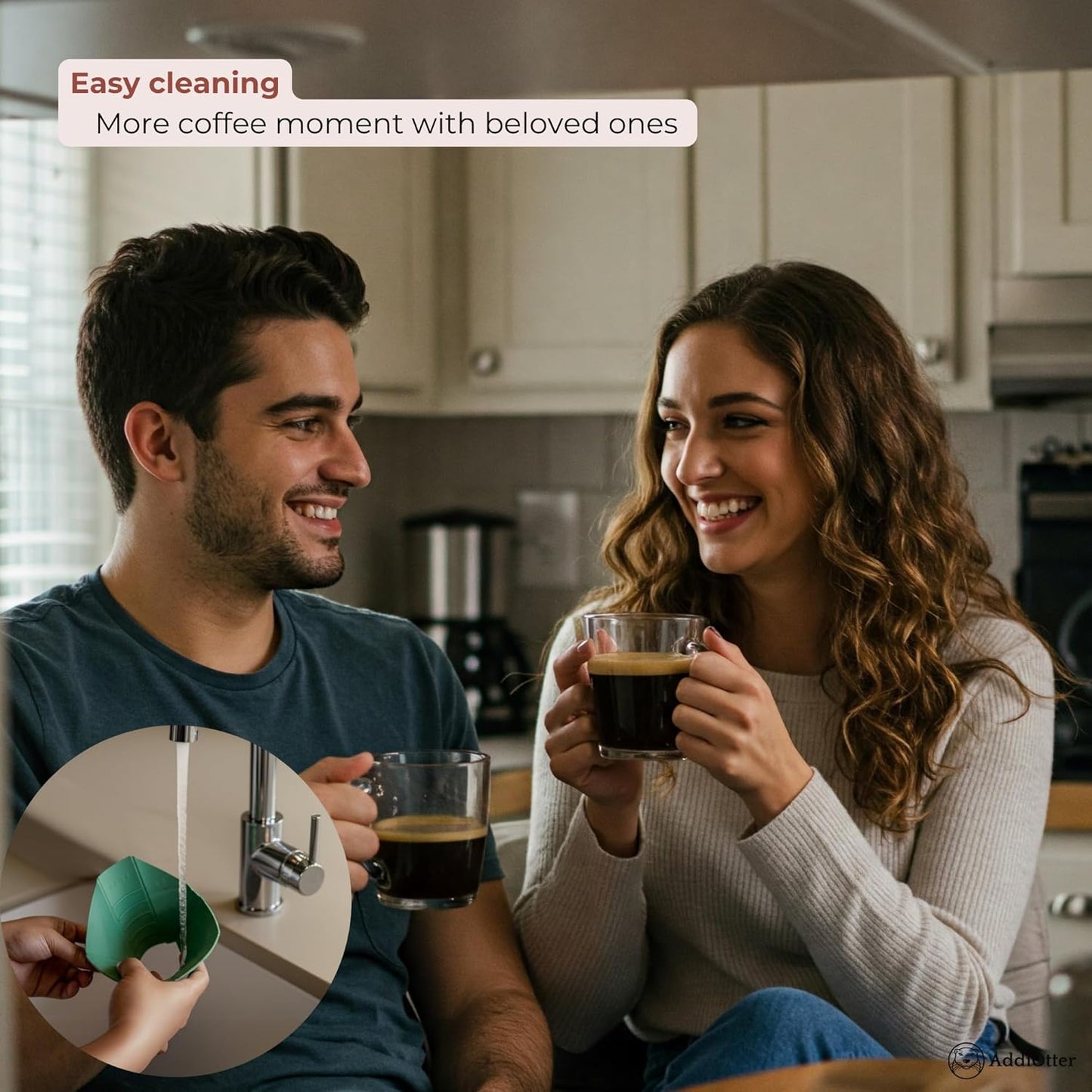 Pour-over Coffee Set for Home/Outdoor Adventures, Includes 80 Disposable Fabric Filters & 1 Dripper, Brew for 1-2 Cups, Enhanced Extraction Filters for Brewing Smooth & Flavorful Coffees