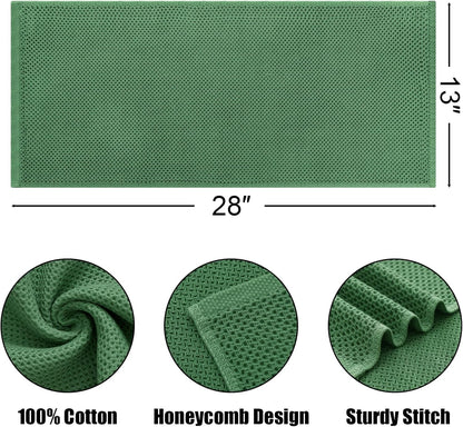 Kitinjoy 100% Cotton Waffle Weave Kitchen Towels, 12-Pack Super Soft and Absorbent Dish Rags for Drying Dishes, Kitchen Hand Towels, 13 in x 28 in, Grass Green
