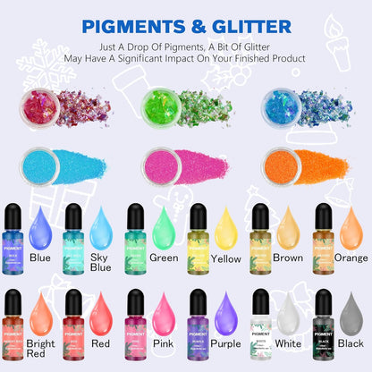 IGaiety Resin Coaster Molds Silicone Kit Cutting Serving Board Mold 82 Pcs Geode Tray Molds with Pigments for Starter Beginners Bundle Epoxy Resin Coasters Casting Kit Cup Mats Home Decoration Set