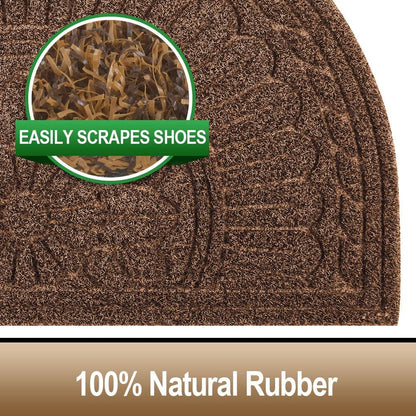 Mibao Door Mat Outdoor Indoor, 23.5" x 35.5", Half Round Door Mats, Non-Slip Front Door Mats Outdoor, Dirt Trapper Welcome Mats for Front Door, Back Door, Shoe Scraper, Coffee