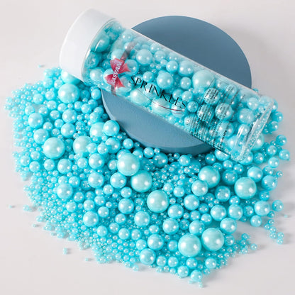 Kasvan Blue Pearl Sugar Sprinkles - Edible Candy Pearls 130g/4.58 Oz, Mix Size, Baking Cake Decorations, Ice Cream Toppings and Cookie Decorating, Wedding Party Chirstmas Supplies
