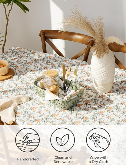 StorageWorks Round Paper Rope Woven Basket with Wooden Handles for Gifts, Small Woven Baskets for Bathroom, Bosana Green, 2-Pack