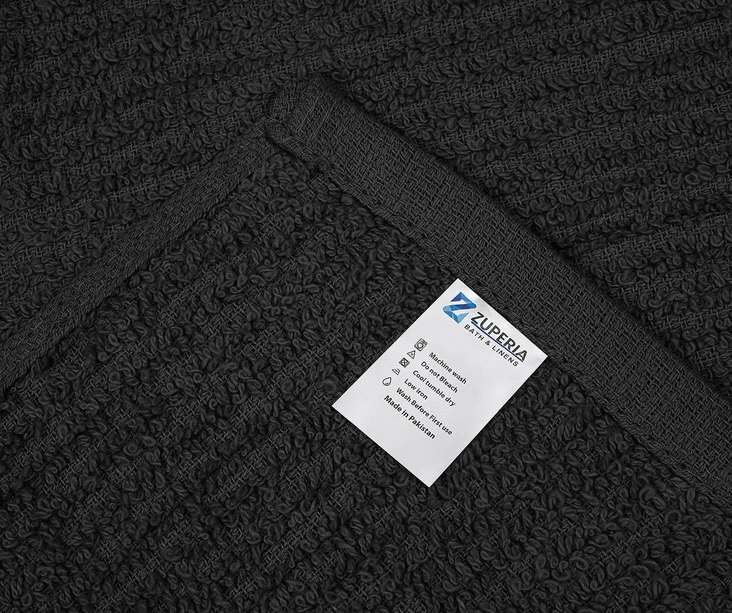 ZUPERIA Bar Mop Kitchen Towels - Pack of 12 (16" x19”) 100% Ring Spun Cotton - Dish Washcloths for Superb Cleaning and Less Lint - Highly Absorbent Dish Cloths and Dish Towels for Everyday use (Grey)
