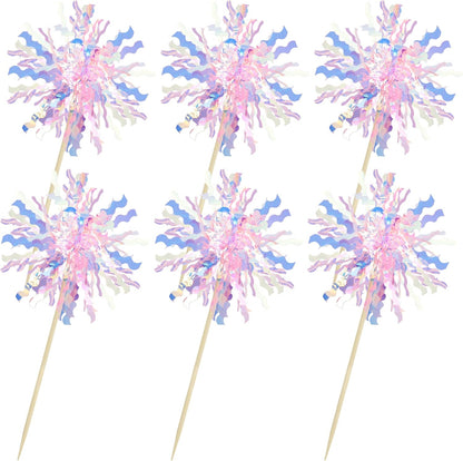 Gyufise 30Pcs Foil Firework Cupcake Toppers Sparkle Tinsel Cake Toppers Tinsel Drink Cake Decoration Cocktail Picks for Birthday Wedding Graduation Party Supplies Pink