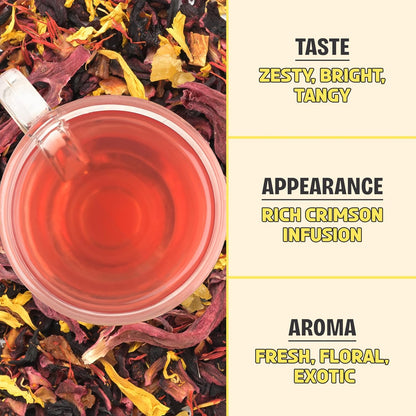 BREWIX, Mango Marvel Herbal Loose Tea (50+ Cups) | Made with Hibiscus, Mango, Pineapple, Orange Peel, Strawberry | Non-Caffeinated | Make Hot or Iced | Resealable Pouch