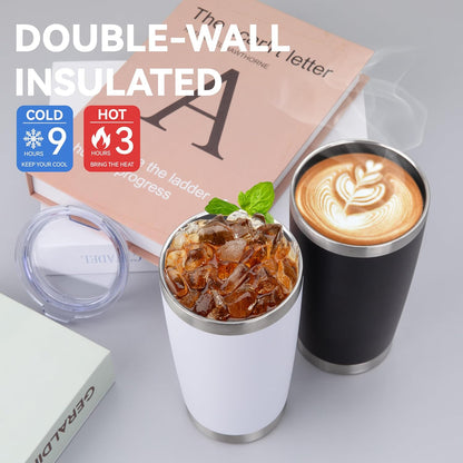 HASLE OUTFITTERS 20oz Stainless Steel Tumblers Bulk, Insulated Travel Cup with Lid, Double Wall Vacuum Coffee Mug for Cold & Hot Drinks 1 Pack, Orange