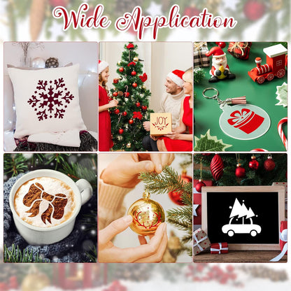 100 Pcs Stencils for Painting on Wood Reusable Stencil Crafts Drawing Templates Holiday Wall Paper for DIY Scrapbook Home 2 x 2 Inch(Santa Style)