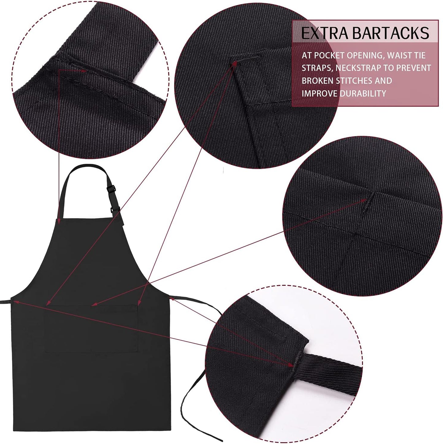 Cotton Blend Waterproof Apron With 2 Pockets for Women Men - Cooking Kitchen Chef Arpon BBQ Work Painting - (1 Pack)