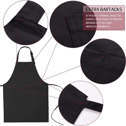 Cotton Blend Waterproof Apron With 2 Pockets for Women Men - Cooking Kitchen Chef Arpon BBQ Work Painting - (1 Pack)