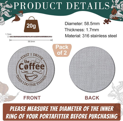Yaomiao 2 Pieces 58.5mm Espresso Puck Screen, 1.7mm Thickness 150 Micrometre Reusable Barista Espresso Screen Stainless Steel Coffee Filter Mesh Plate for Bottomless Portafilter Filter Basket