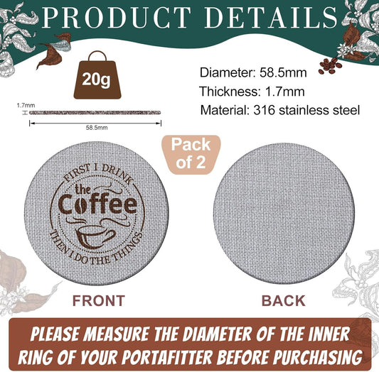 Yaomiao 2 Pieces 58.5mm Espresso Puck Screen, 1.7mm Thickness 150 Micrometre Reusable Barista Espresso Screen Stainless Steel Coffee Filter Mesh Plate for Bottomless Portafilter Filter Basket