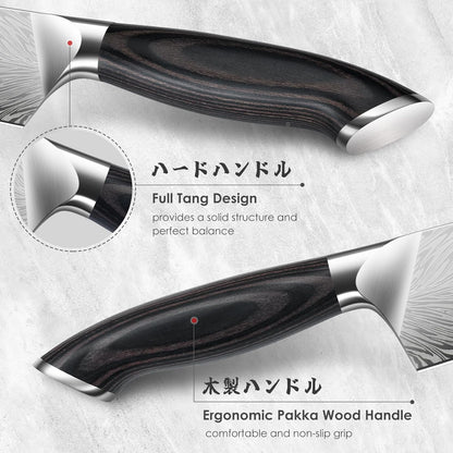 SHAN ZU 3PCS Kitchen Knife Set,Chef Knife Sets in Powder Steel, Ultra Sharp Japanese Knives Set High Carbon Steel Knives Sets, Cooking Knives Set with Ergonomic Pakkawood Handle