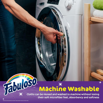 Fabuloso Microfiber Cleaning Cloths, Purple - Lint-Free, Scratch-Free Cleaning Cloths for Surfaces and Wood Furniture - Dustless Cloth for Bold and Bright Cleaning Experience, 12 Count