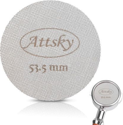 53.5mm Espresso Puck Screen, Espresso Filter for 54mm Portafilter Filter Basket, Reusable Espresso Screen with 1.7mm Thickness 150μm 316 Stainless Steel