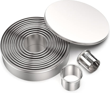 Round Cookie Biscuit Cutter Set 12 Pieces Graduated Circle Pastry Cutters 18/8 Stainless Steel Cookie Cutters1inch - 4 1/2inch Donut Cutter Ring Molds