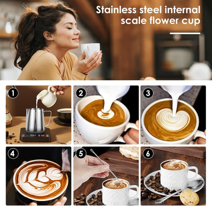 2 Pack Milk Frothing Pitcher 900ml 32oz Steaming Pitchers Stainless Steel Milk/Coffee/Cappuccino/Latte Art Steam Pitchers Milk Jug Cup with Art Pen(2)