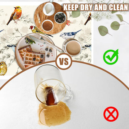 Cute Birds Coffee Mat Absorbent Dish Drying Mat for Kitchen Counter Hide Stain Rubber Backed Coffee Bar Accessories Fit Under Espresso Machine Dish Drainer, 15.7 x 23.6 Inch