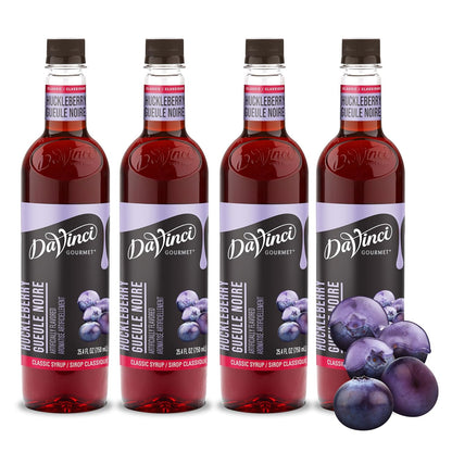 DaVinci Gourmet Classic Huckleberry Syrup, 25.4 Fluid Ounces (Pack of 4)