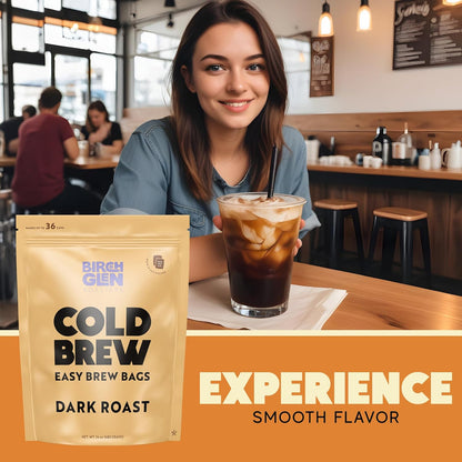 Birch Glen Roasters Cold Brew Coffee Bags - 12 Pack of Coarse Ground Coffee Filter Pitcher Packs for Easy Brewing - 100% Arabica - Yields 6 Pitchers - Caramel Cream Flavor