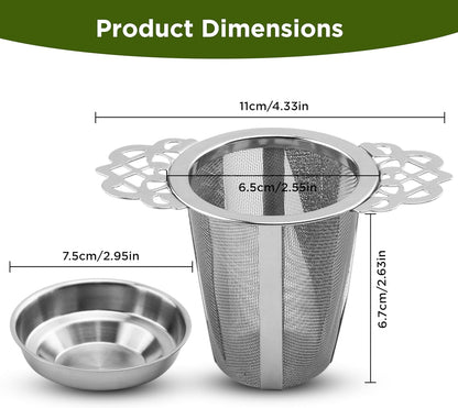 Set of 2 Tea Infusers for Loose Leaf – SUS 304 Stainless Steel Fine Mesh Basket with Flower-Shaped Handles, Reusable & Heat-Resistant, Ideal for Cups & Teapots