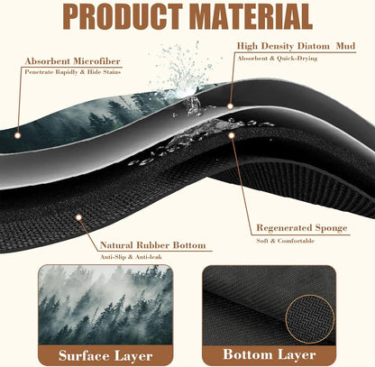 Foggy Forest Coffee Mat Absorbent Dish Drying Mat for Kitchen Counter Hide Stain Rubber Backed Coffee Bar Accessories Fit Under Espresso Machine, 15.7 x 23.6 Inch