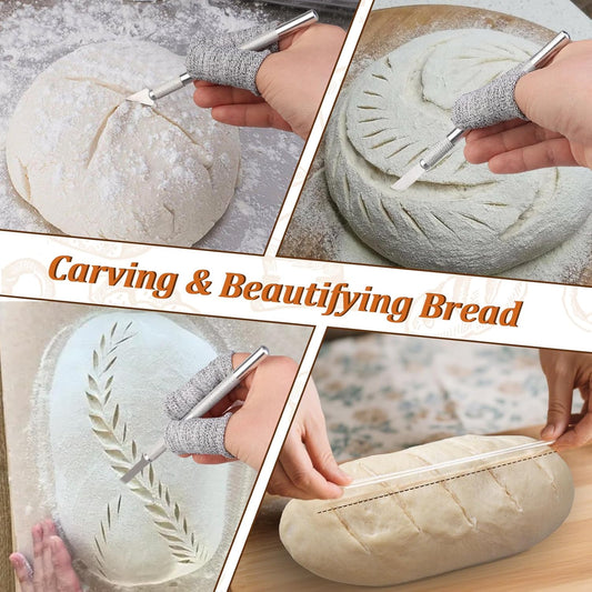 20Pcs Bread Lame Scribing Tool Kit - 2 Precision Scribes with 15 Blades, Finger Guard, Design Cord, Safety Cover and Storage Box - Stainless Steel Scribes for Artisan Bread and Dough Patterns Designs