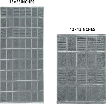 Glynniss Kitchen Towels and Dishcloths Set, Dish Towels and Dish Rags for Washing Dishes, for Cleaning Cooking Drying Pack of 8 (Grey)
