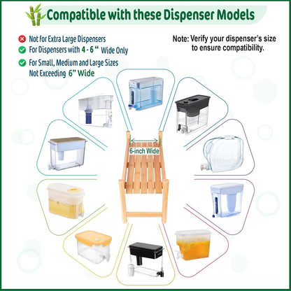 ZPirates Water Dispenser Stand - Holder for Drink Dispensers/Pitchers for Countertops, Lemonade Stands, Parties - Sturdy, Long-lasting Natural Bamboo