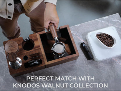 58mm Tamper Station V3 Walnut Portafilter Holder Compact Espresso Organizer with Multi Accessory Storage Espresso Machine Accessories for Coffee Bar
