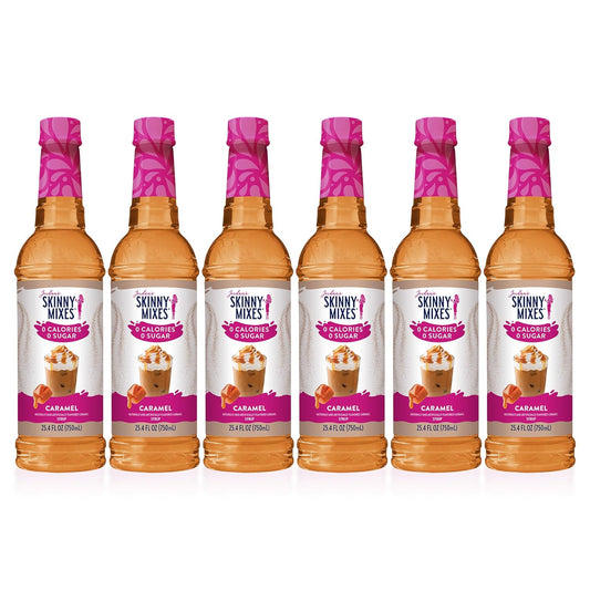Jordan's Skinny Syrups Sugar Free Coffee Syrup, Caramel Flavor Drink Mix, Zero Calorie Flavoring for Chai Latte, Protein Shake, Food & More, Gluten Free, Keto Friendly, 25.4 Fl Oz, 6 Pack