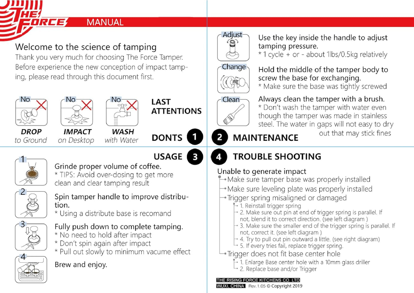 The Force Tamper Automatic Impact Coffee Tamper Adjustable Const Pressure and Autoleveling Standard Set New (Jelly, 58.50mm)