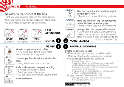 The Force Tamper Automatic Impact Coffee Tamper Adjustable Const Pressure and Autoleveling Standard Set New (Jelly, 58.50mm)
