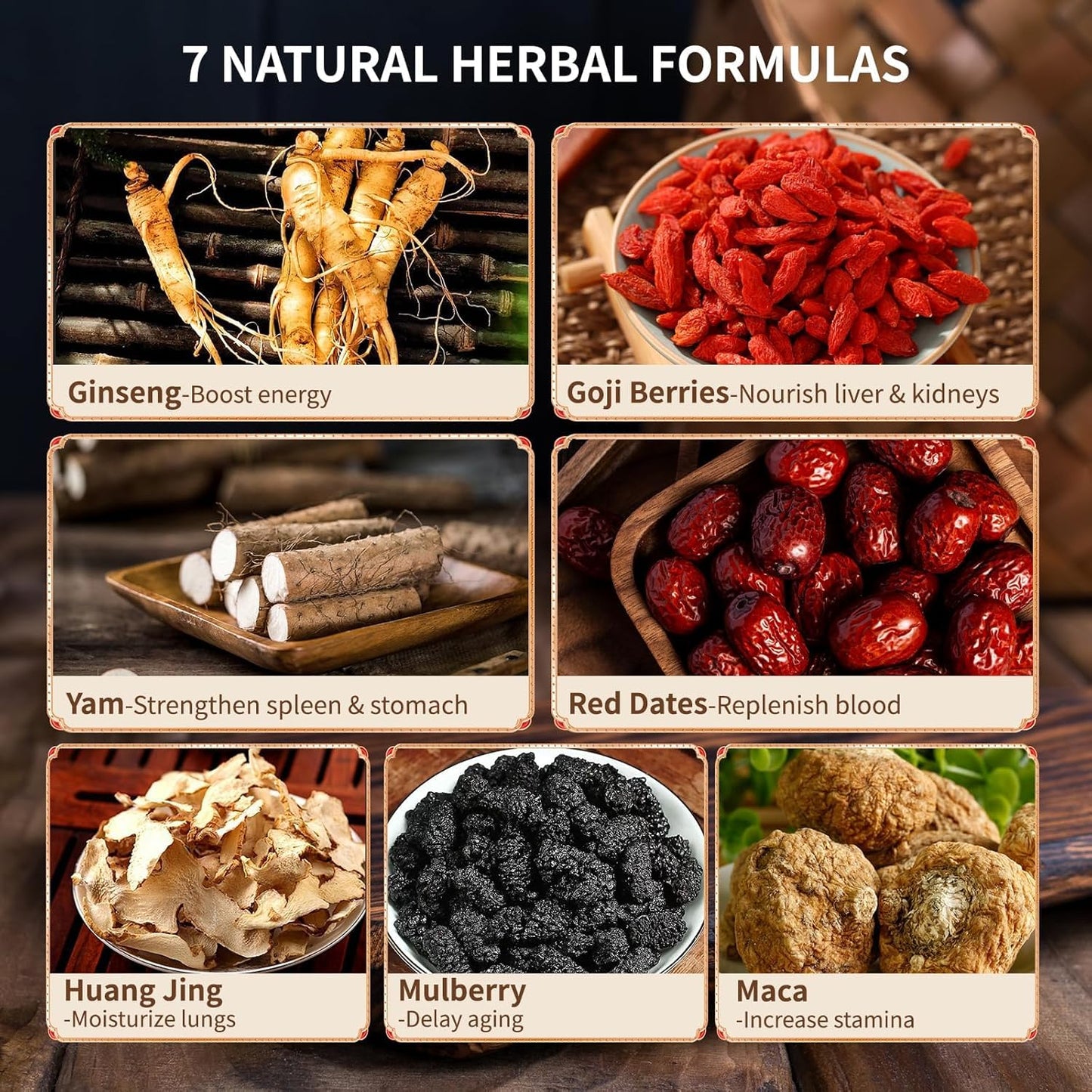 Ginseng Five Treasures Kidney Tea - Traditional Chinese Herbal, Natural Organic Cleanse Detox Tea for Women & Men, 7 Precious Ingredients Formula (2 Pack/50 Bags)